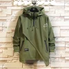 veste à capuche pour hommes, mode coréenne, jack noir, patchwork, manteaux à fermeture éclair, streetwear, surdimensionné, vêtements pour hommes, printemps 2023