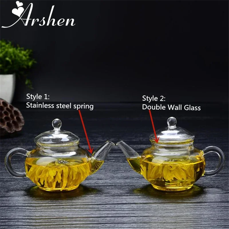 arshen – théière en verre filtrée et résistante à la chaleur de 250ml, double paroi ou avec théière à ressort en acier inoxydable, théière en verre transparent arshen – théière en verre filtrée et résistante à la chaleur de 250ml, double paroi ou avec théière à ressort en acier inoxydable, théière en verre transparent