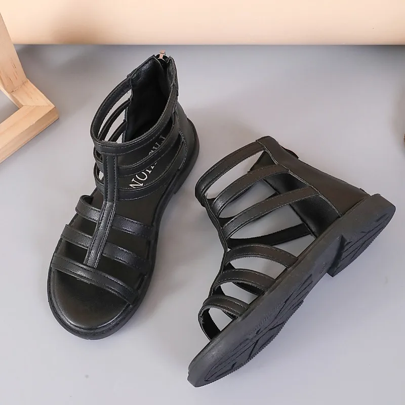 filles sandales 2025 été enfants gladiateur sandales bottes roma chaussures bande étroite princesse chaussure pour enfant bébé noir blanc filles sandales 2025 été enfants gladiateur sandales bottes roma chaussures bande étroite princesse chaussure pour enfant bébé noir blanc