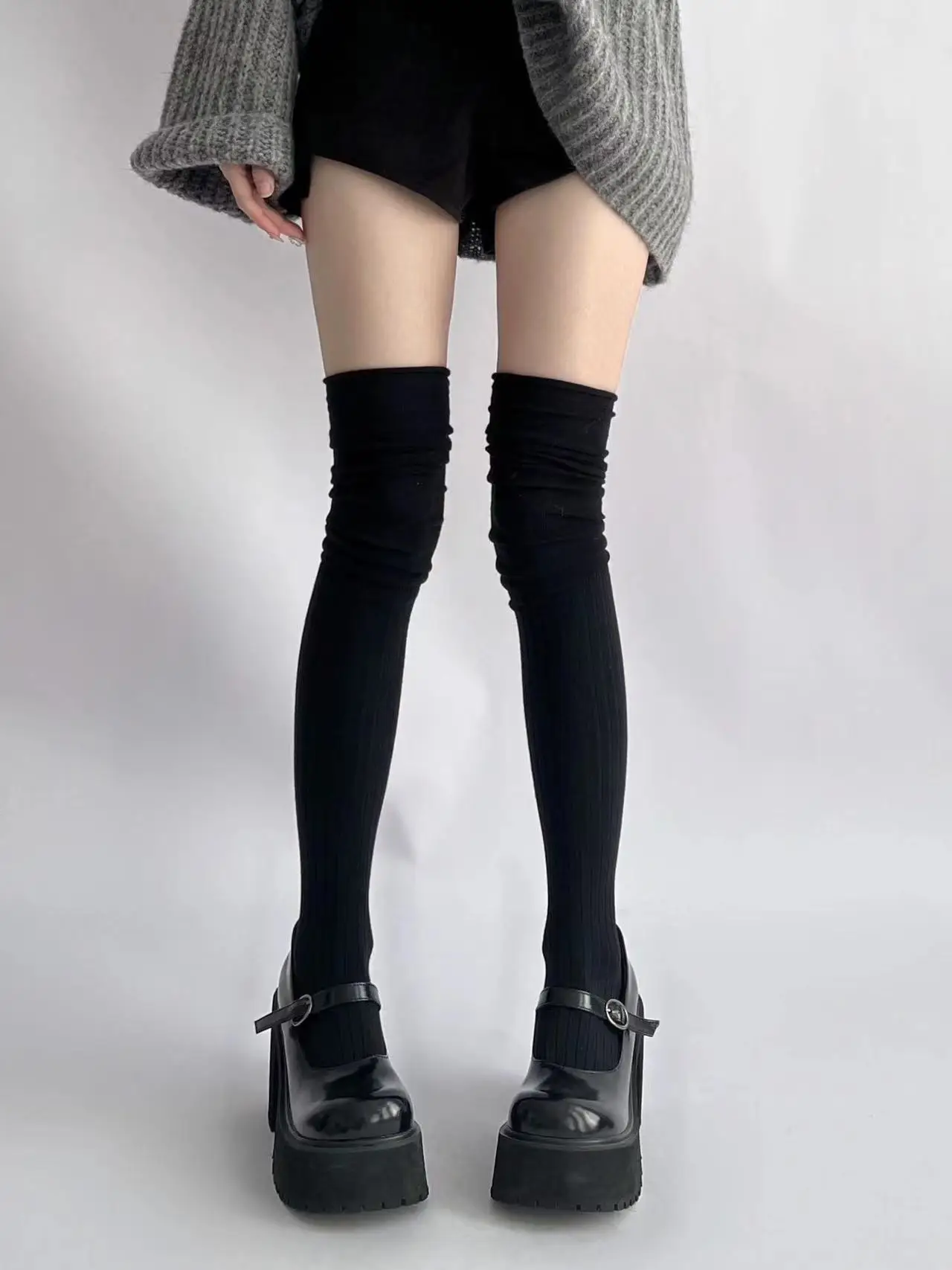 chaussettes mi longues pour femmes, chaussettes chaudes tricotées pour bottes, chauffe jambes, bas hauts en coton japonais jk chaussettes mi longues pour femmes, chaussettes chaudes tricotées pour bottes, chauffe jambes, bas hauts en coton japonais jk
