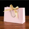 sacs en papier cadeaux avec poignées, sac à main pour cadeaux de fête, ruban à nœud, emballage de bijoux, anniversaire, mariage, remise de diplôme, emballage cadeau