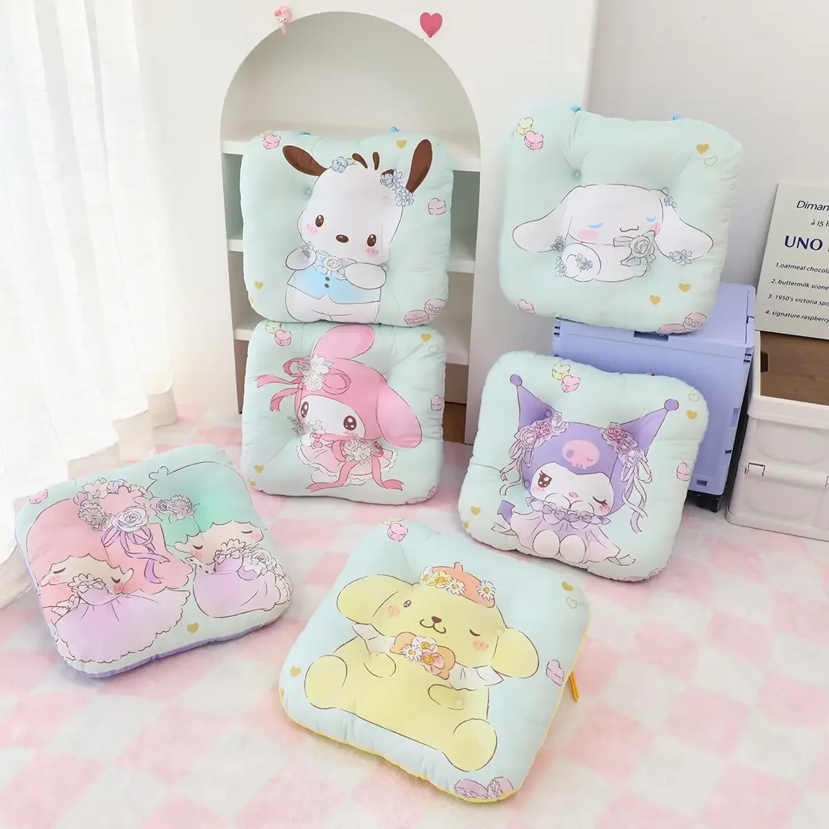 coussin de siège épais kuromi my melody pochacco, motif de dessin animé imprimé, coussin de dossier, décoration de maison de style japonais coussin de siège épais kuromi my melody pochacco, motif de dessin animé imprimé, coussin de dossier, décoration de maison de style japonais