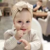 joli bandeau pour nouveau né fille, tricot élastique, turban pour enfants, nœuds en nylon doux, couvre chef pour enfants, accessoires pour cheveux