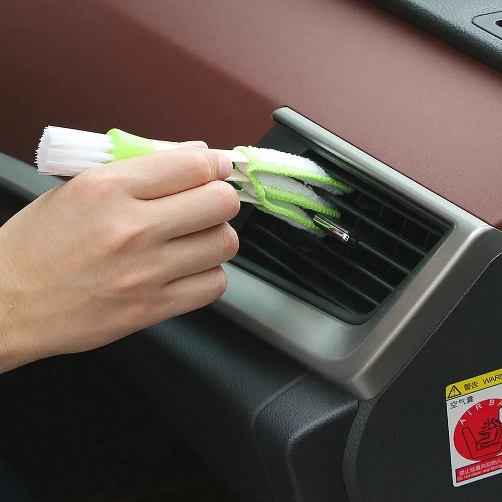 nettoyeur d'aération de voiture multifonction, mini plumeau de ventilation en micro fiber à double extrémité, housse en tissu amovible, brosse de nettoyage portable pour voiture nettoyeur d'aération de voiture multifonction, mini plumeau de ventilation en micro fiber à double extrémité, housse en tissu amovible, brosse de nettoyage portable pour voiture