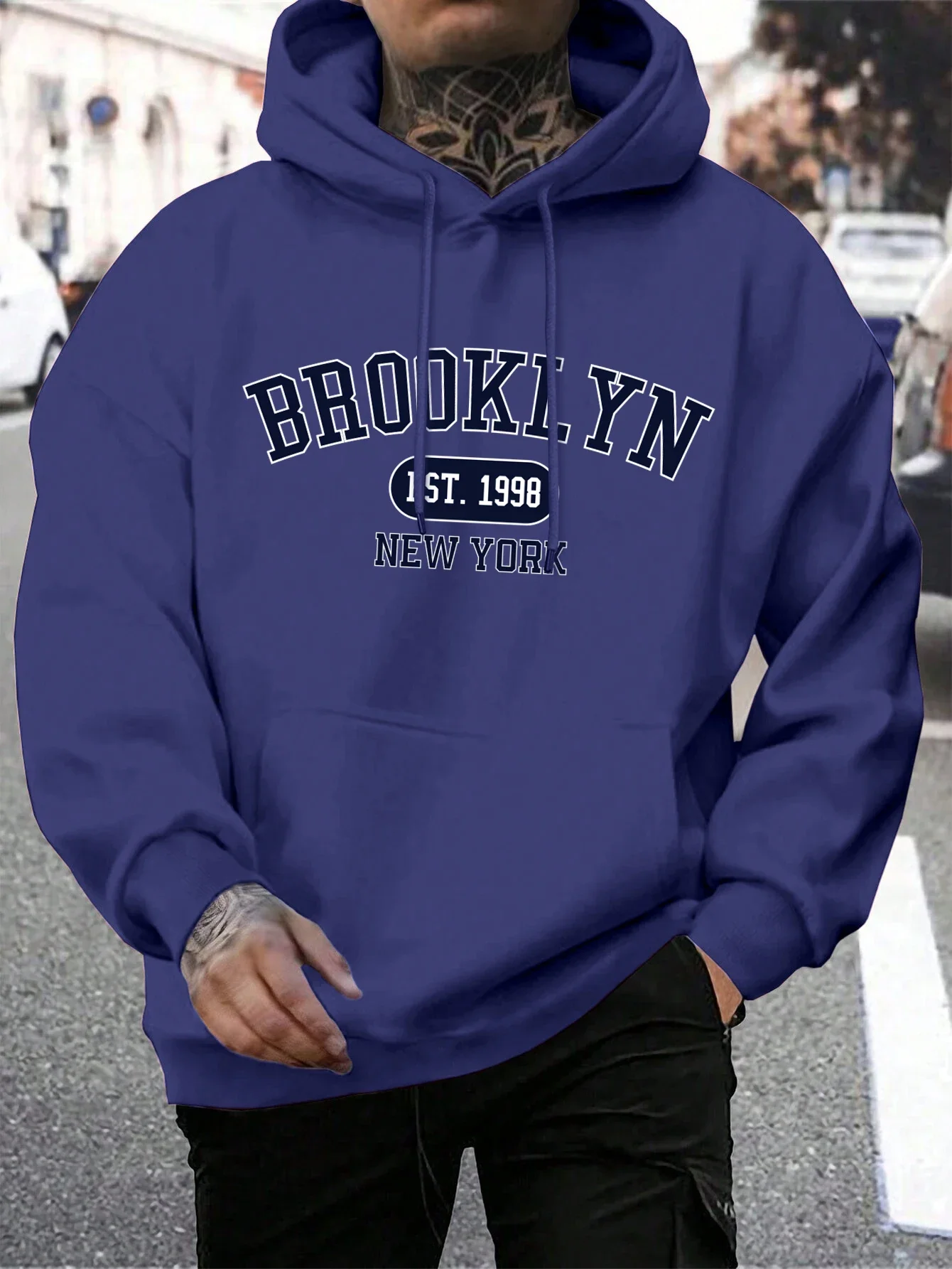 hommes sweats à capuche harajuku col rond à capuche mode surdimensionné à capuche automne confortable survêtement brooklyn est 1998 new york impression hommes sweats à capuche harajuku col rond à capuche mode surdimensionné à capuche automne confortable survêtement brooklyn est 1998 new york impression