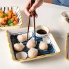 assiette gyoza en céramique japonaise avec soucoupe à tremper, plat à boulettes mignon, frites, ketchup dans une vaisselle de collation