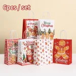 Sacs d’emballage de cadeaux de noël, 6 pièces, dessin animé créatif, nouveau Anime mignon petit Animal, sacs en papier Kraft portables, sacs cadeaux