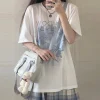 japonais blanc femme t shirts 2025 blusas mujer de moda à manches courtes graffiti surdimensionné hauts mode t shirt vêtements pour adolescents
