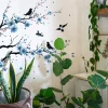 autocollants muraux en fleurs de cerisier japonais sakura, style chinois à l'encre, pour salon, décoration de la maison, papier peint auto adhésif