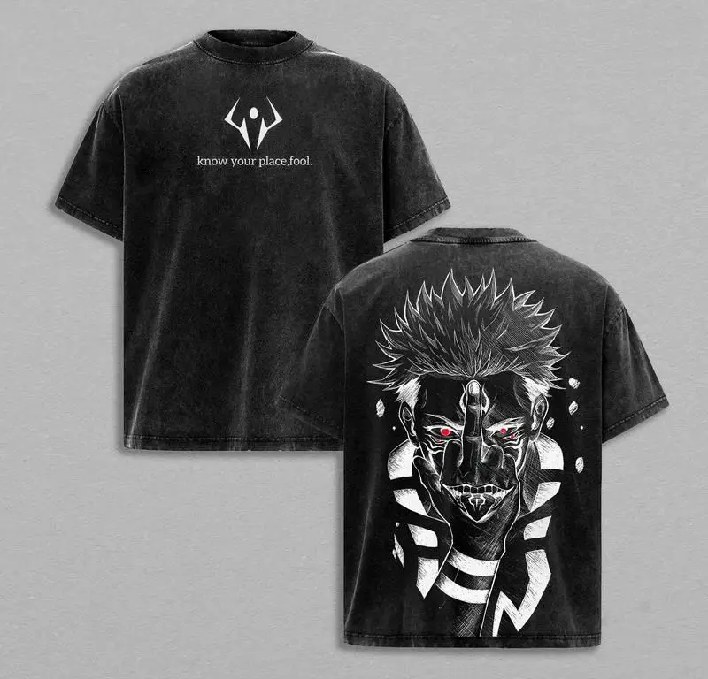 Y2k High Street Vintage lavé Anime Jujutsu Kaisen Ryomen Sukuna T-shirt graphique Vintage vêtements coton à manches courtes unisexe Y2k High Street Vintage lavé Anime Jujutsu Kaisen Ryomen Sukuna T-shirt graphique Vintage vêtements coton à manches courtes unisexe
