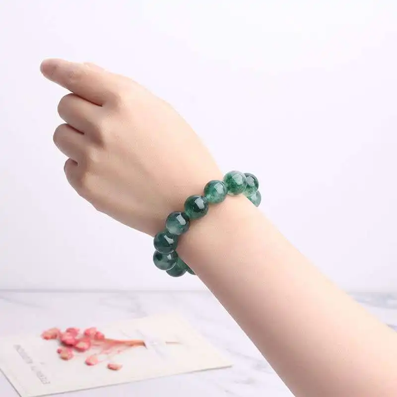 bracelet en jade pour hommes et femmes, bijou en jade, en pierre de jade, en pierre élastique, émeraude, fleur flottante bracelet en jade pour hommes et femmes, bijou en jade, en pierre de jade, en pierre élastique, émeraude, fleur flottante