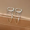 nouveauté double chaînes longues gland boucles d'oreilles pour femmes coréen en acier inoxydable zircon suspendus boucle d'oreille piercing bijoux
