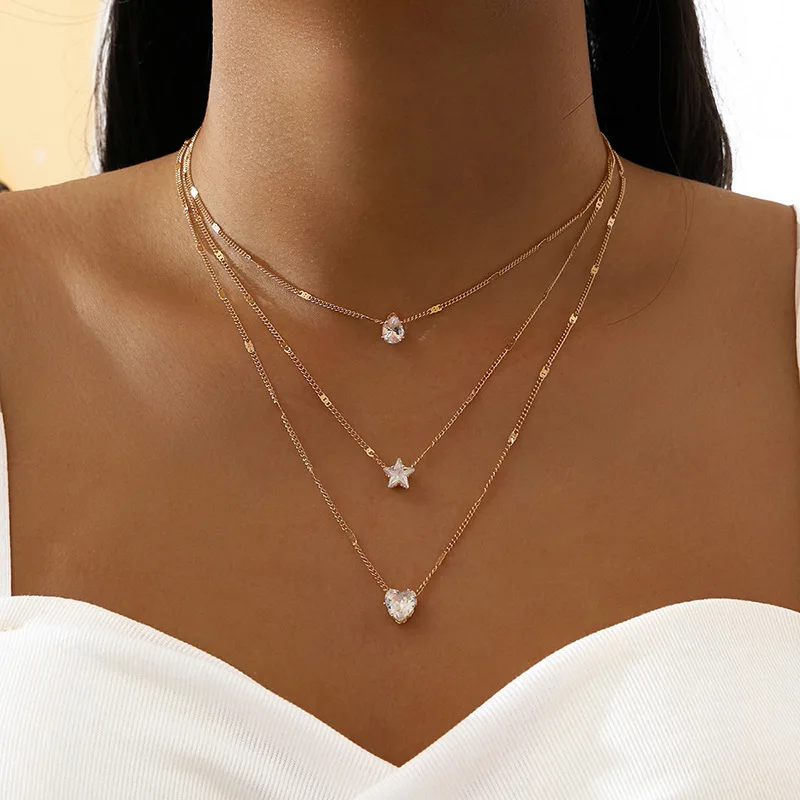 ChimZunderes-Collier pendentif multicouche pour femme, tour de cou JOChoker, bijoux brillants, cadeau de fête, mode féminine ChimZunderes-Collier pendentif multicouche pour femme, tour de cou JOChoker, bijoux brillants, cadeau de fête, mode féminine