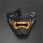 Masque Demi-Visage de Protection pour Halloween Cosplay Airsoft, Prajna Hannya, Samouraï Japonais, Evil Oni Demon, Décor de ix