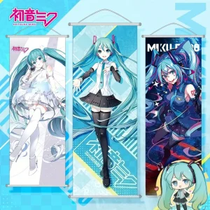 Kawaii Hatsune Miku dessin animé motif périphérique maison bureau dortoir décoration rouleau tissu suspendu peinture murale, cadeaux