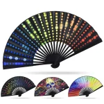 Éventail Pliant Ouvert de 42cm, Main Arc-en-Ciel, Sonnerie en Bambou, Sophia, Refroidissement, Déterminer, Festival, Performance, brev, Cadeaux