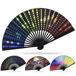 Éventail Pliant Ouvert de 42cm, Main Arc-en-Ciel, Sonnerie en Bambou, Sophia, Refroidissement, Déterminer, Festival, Performance, brev, Cadeaux