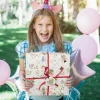 papier d'emballage rose enchanté pour enfants, nickel é de terre de calcul, cadeau rond, fournitures de fête d'anniversaire, baby shower, enfants garçons et filles, 12 pièces