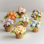 Fleur tricotée en pot, fleurs créatives au Crochet, plante tissée à la main, fleurs tissées finies, décoration de bureau et de maison