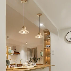 Lampe LED suspendue en verre au design nordique moderne, luminaire décoratif d&rsquo;intérieur, idéal pour une chambre à coucher, une salle à manger ou un salon