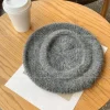 béret tricoté mohair décontracté, couleur unie, chapeau de peintre en laine harajuku, casquette octogonale tricotée chaude coréenne, streetwear
