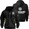 Kawasaki Logo moto course équipe hommes demi sweat à capuche avec fermeture éclair, printemps et automne vêtements de sport pour hommes 2025 nouveaux vêtements de sport