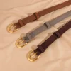 ceinture fine en daim et peau de cerf pour femmes, pour robes en jean, pantalons, ceinture réglable pour dames avec boucle en métal doré