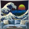 tapisserie japonaise décorative pour la maison, art du mont fuji du japon imprimé, grand mur de vagues oke agawa