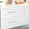 poignée d'armoire de cuisine en alliage de zinc doré, bouton de porte d'armoire de luxe moderne de style européen, design élégant européen élégant