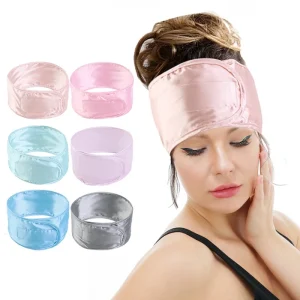 Bandeau de bain en satin soyeux pour femmes, ajustable, SPA, maquillage, lavage du visage, serviette douce, accessoires pour cheveux Bandeau de bain en satin soyeux pour femmes, ajustable, SPA, maquillage, lavage du visage, serviette douce, accessoires pour cheveux