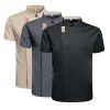 Costume de chef de cuisine pour hommes, veste noire, uniforme à manches courtes, manteau de chef de restaurant, tablier, vêtements de travail, objectifs d&rsquo;été, respirant