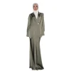 ensemble 2 pièces en satin pour femmes musulmanes, élégant, solide, blazer, col, manteau, jupes longues, ensemble assorti, nouveau streetwear populaire, printemps 2025