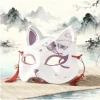 demi masque chat japonais fait à la main | masque de cosplay kitsune en dentelle élégante | masque de style vintage | pour la fête de noël sur scène