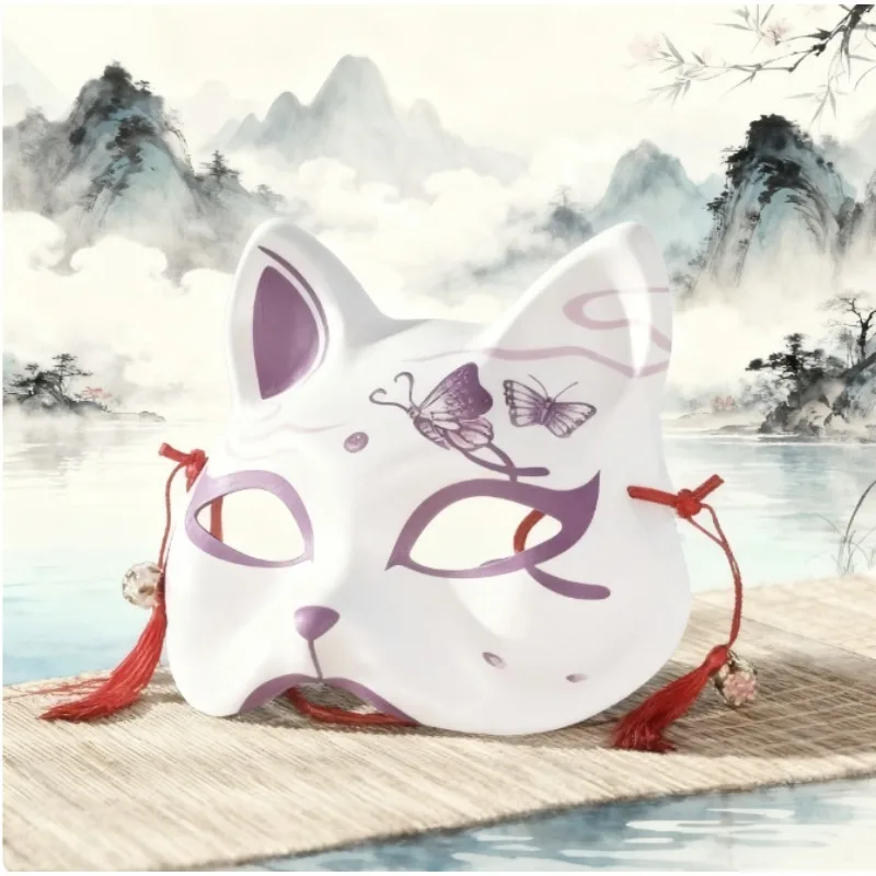 demi masque chat japonais fait à la main | masque de cosplay kitsune en dentelle élégante | masque de style vintage | pour la fête de noël sur scène demi masque chat japonais fait à la main | masque de cosplay kitsune en dentelle élégante | masque de style vintage | pour la fête de noël sur scène