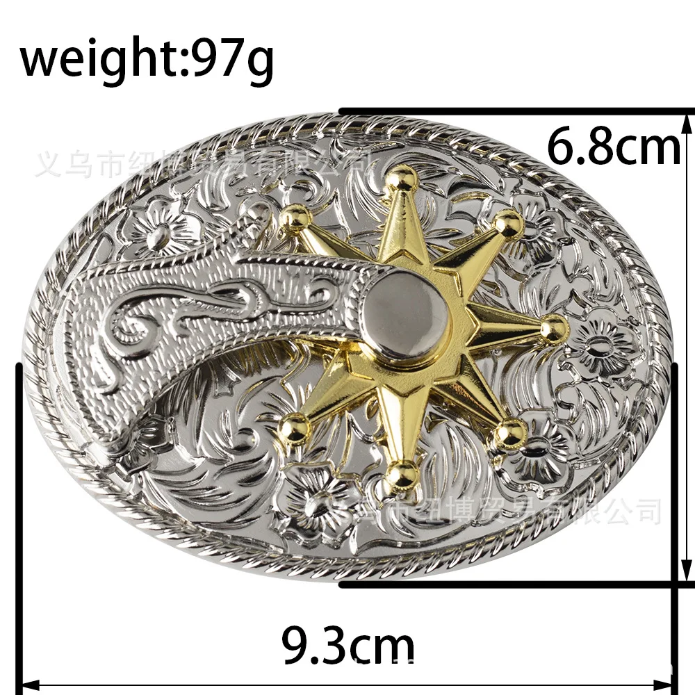 ceinture à Éperon ovale, structure dorée, engrenage rotatif, style occidental, accessoires en alliage ceinture à Éperon ovale, structure dorée, engrenage rotatif, style occidental, accessoires en alliage
