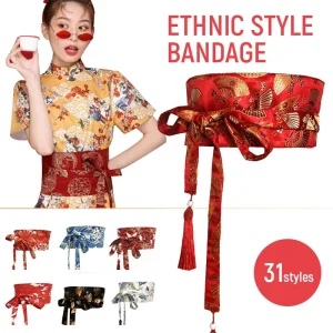 Ceinture à pampilles en brocart chinois de 10cm, large ceinture pour femmes, Corset, Costume asiatique, ceinture Kimono japonais, grue Yukata florale Haori Obi
