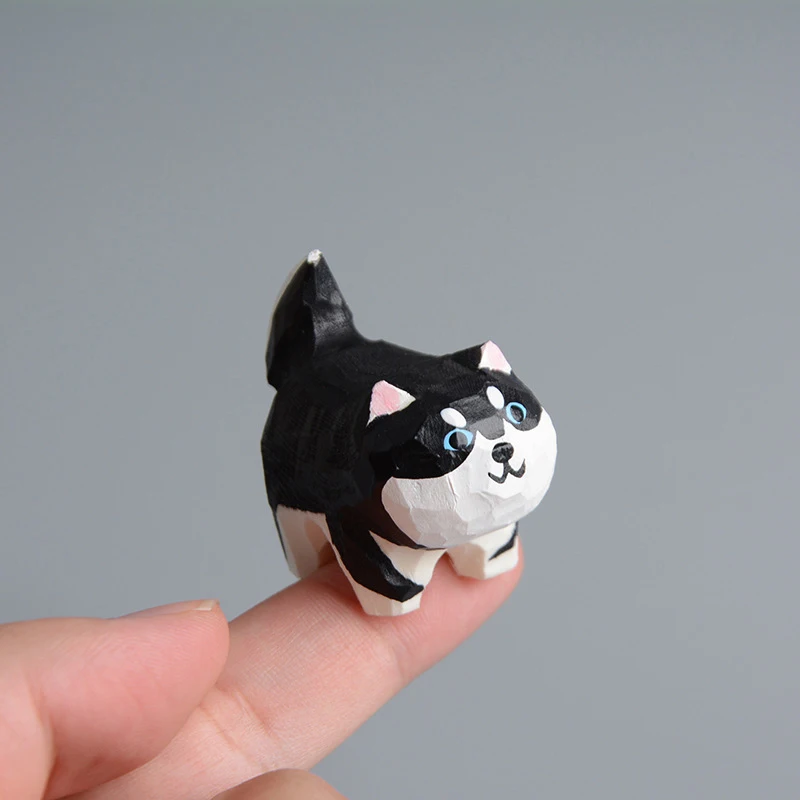 mini chien shiba inu en bois fait à la main, petit chien akita, husky, chat, figurine intensifié, décoration de bureau, artisanat, cadeau, mignon mini chien shiba inu en bois fait à la main, petit chien akita, husky, chat, figurine intensifié, décoration de bureau, artisanat, cadeau, mignon