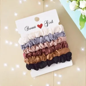Chouchous en Satin de soie pour femmes et filles, 6 pièces/ensemble, attaches élastiques en soie, couleur unie, accessoires pour cheveux Chouchous en Satin de soie pour femmes et filles, 6 pièces/ensemble, attaches élastiques en soie, couleur unie, accessoires pour cheveux