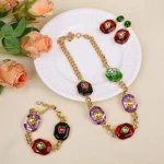 Ensemble de bijoux en cristal pour femmes, collier et boucles d’oreilles de luxe léger, accessoires Dopamine colorés Ensemble de bijoux en cristal pour femmes, collier et boucles d’oreilles de luxe léger, accessoires Dopamine colorés