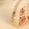 mignon petit capybara porte monnaie japonais fermeture éclair dessin animé portefeuille en cuir étanche pu écouteur sac de rangement voyage