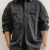  Chemise de travail japonaise Vintage délavée pour hommes, sergé de coton épais, manches longues, surdimensionnée, décontractée, haut de haute qualité Chemise de travail japonaise Vintage délavée pour hommes, sergé de coton épais, manches longues, surdimensionnée, décontractée, haut de haute qualité