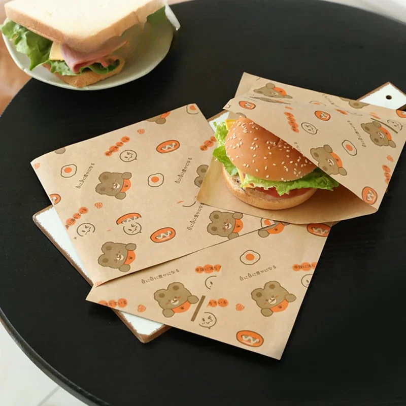 papier d'emballage alimentaire huilé, 100 pièces, 12 pièces, accessoire pour sandwich, hamburger, frites, plaque en polymère, enduit pe papier d'emballage alimentaire huilé, 100 pièces, 12 pièces, accessoire pour sandwich, hamburger, frites, plaque en polymère, enduit pe