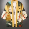 kimono unisexe avec personnage de samouraï, hauts à la mode, cardigan décontracté, tenue yukata, streetwear japonais, vêtements traditionnels