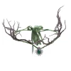 coiffure couronne de branche gothique, bandeau pliable à fleurs noires avec pendentif frontal pour femmes, halloween ou cosplay