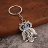 couleur argent bleu profond hibou animal femmes sac accessoires religieux mauvais œil porte clés pendentif voiture clé et porte clés