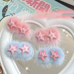 Pince à cheveux étoile de Style minimaliste coréen, ornement de coiffure BB, épingles à cheveux, accessoires pour cheveux, Barrettes moelleuses douces pour fête Pince à cheveux étoile de Style minimaliste coréen, ornement de coiffure BB, épingles à cheveux, accessoires pour cheveux, Barrettes moelleuses douces pour fête