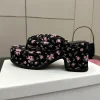 pantoufles à talons hauts épais et bout fendu pour femmes, sandales à plateforme imprimées de style japonais, chaussures d'été pour vacances en plein air, 2025