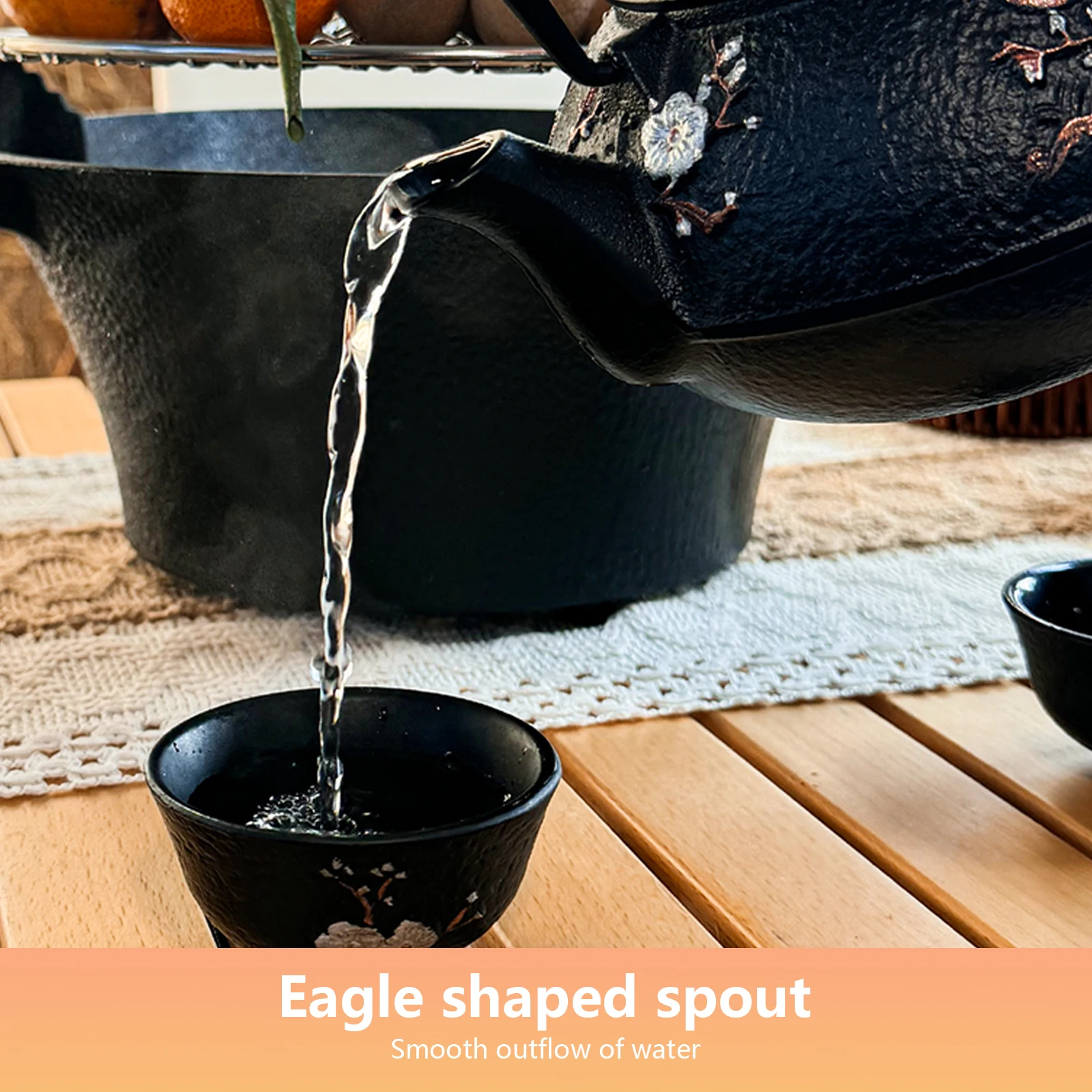 bisinna théière en fonte avec passoire à thé en acier inoxydable bouilloire à eau tasse pour camping en plein air loisirs patio thé bouillant bisinna théière en fonte avec passoire à thé en acier inoxydable bouilloire à eau tasse pour camping en plein air loisirs patio thé bouillant