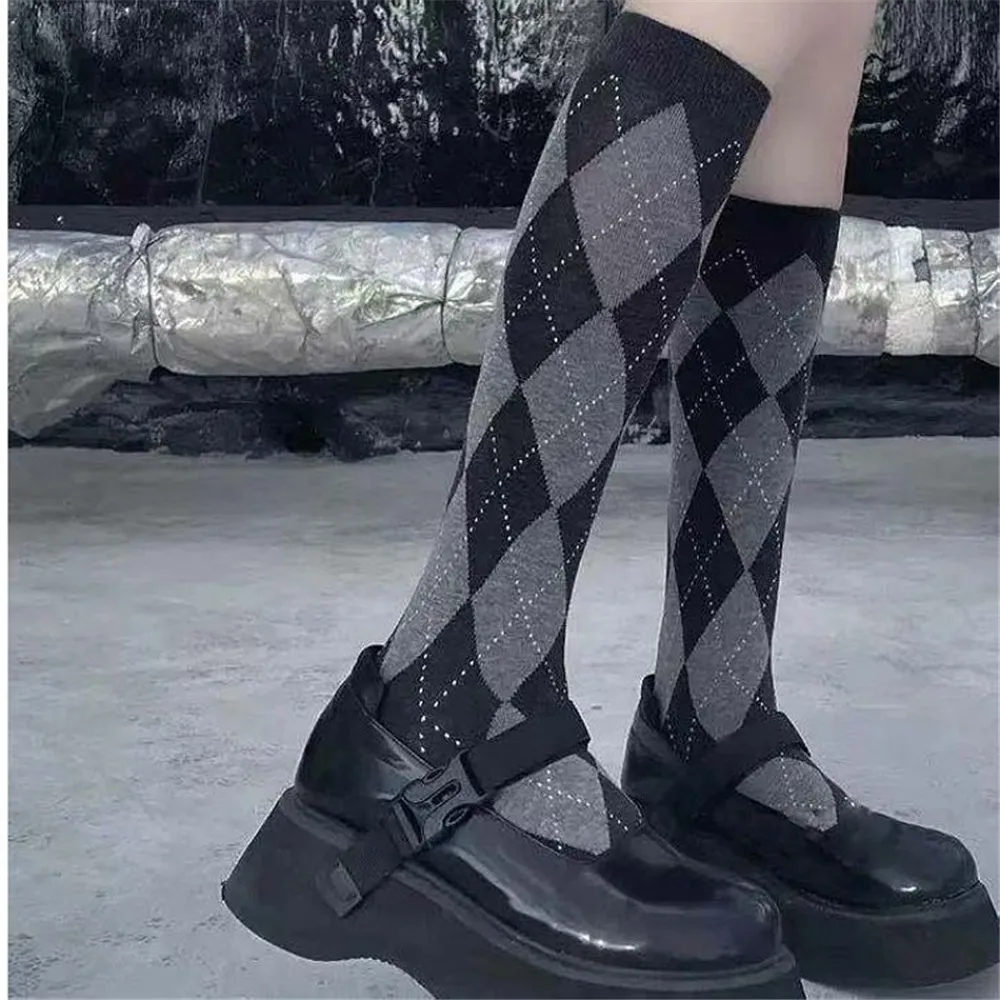 chaussettes hautes japonaises en coton pour femme, à carreaux, chaudes, pour ixsв, rue, livraison directe chaussettes hautes japonaises en coton pour femme, à carreaux, chaudes, pour ixsв, rue, livraison directe
