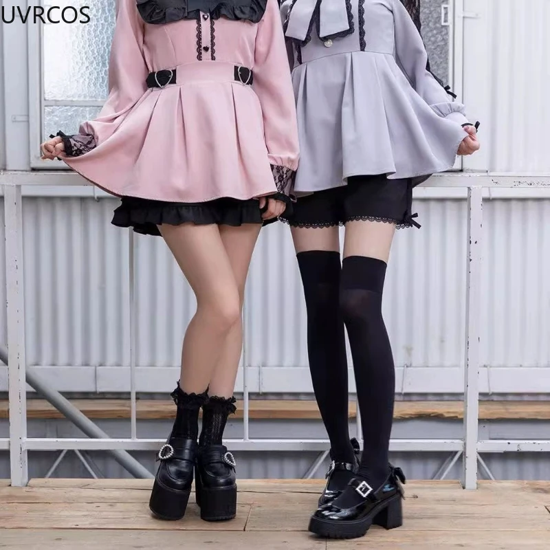 short gothique japonais y2k lolita pour femmes, pantalon court taille haute avec nœud à volants, mignon pour filles, harajuku, décontracté, ample, noir short gothique japonais y2k lolita pour femmes, pantalon court taille haute avec nœud à volants, mignon pour filles, harajuku, décontracté, ample, noir